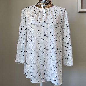 Van Heusen White with Black Stars Blouse
